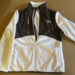 white fleece fila jacket